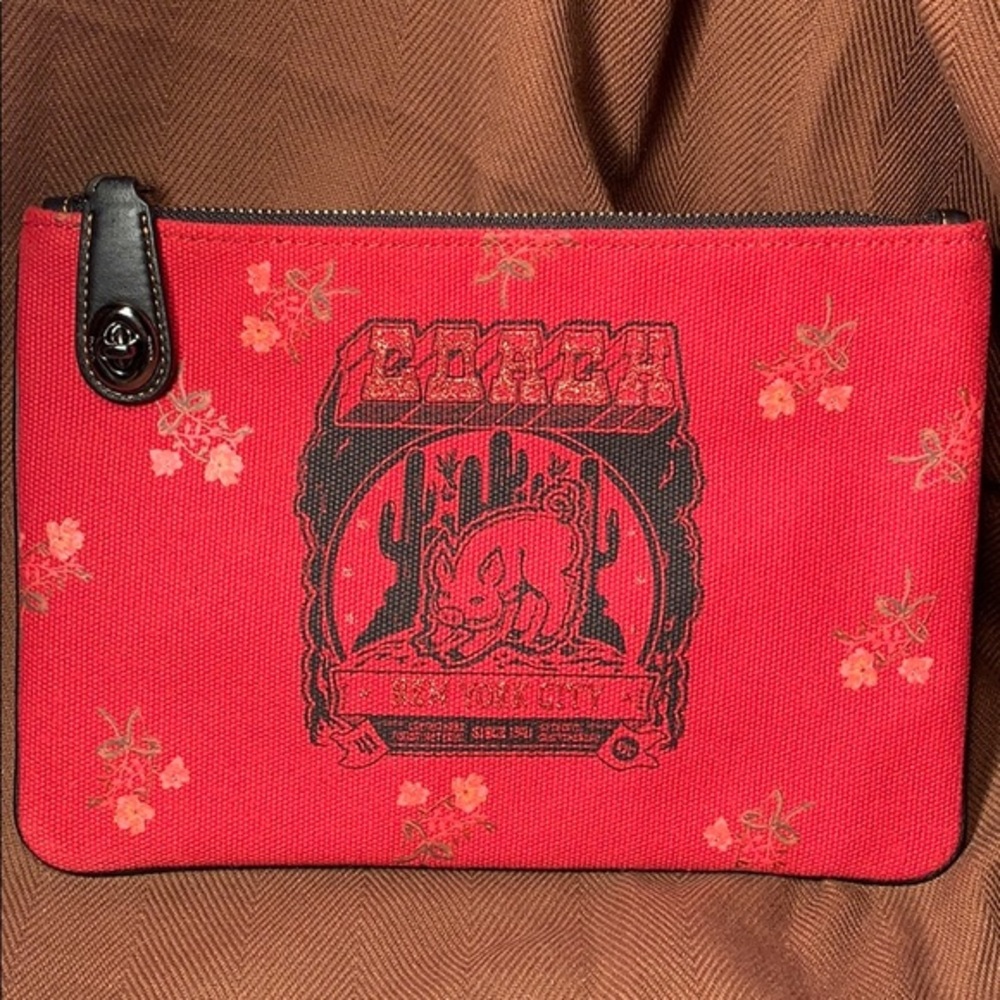 NWT Coach New York City pig/cactus canvas zipped